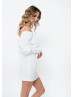 Draped Long Sleeves White Jersey Fantastic Short Party Dress